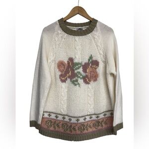 Chunky Knit Floral Sweater by Andrew St. John – Vintage Cottagecore Aesthetic